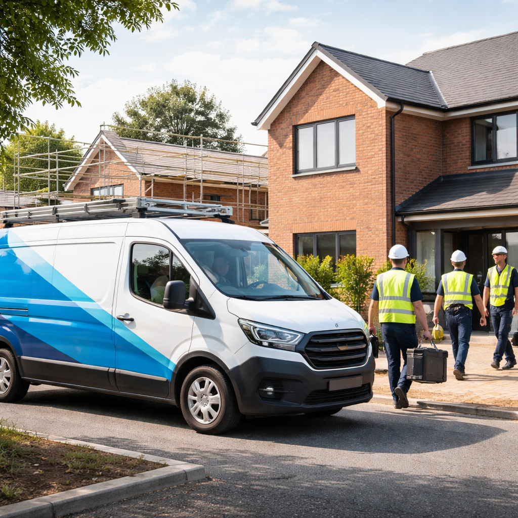 construction company brand identity van and team UK