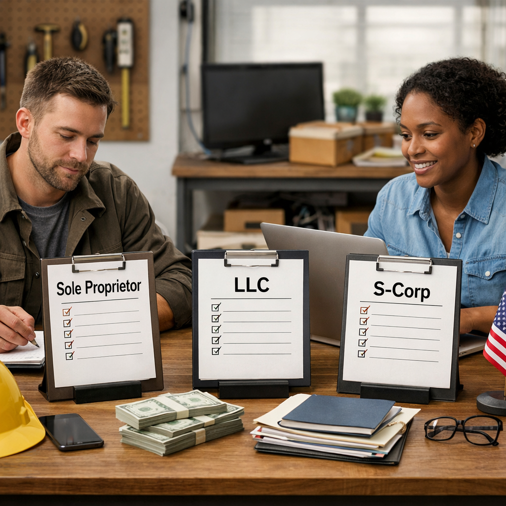 contractor business structure USA sole proprietor LLC S-Corp
