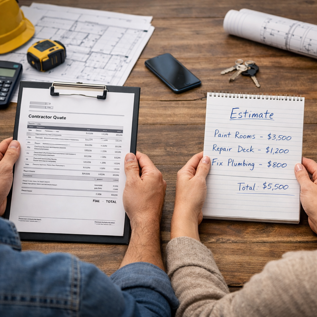 professional vs basic contractor quote comparison USA