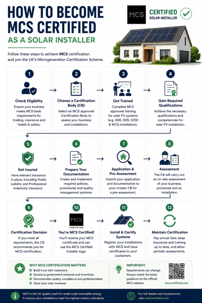 flowchart or checklist graphic of MCS certification steps