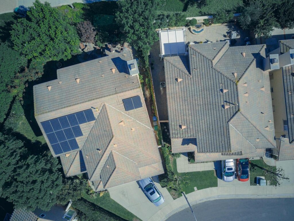 solar panels on residential roof, UK detached house