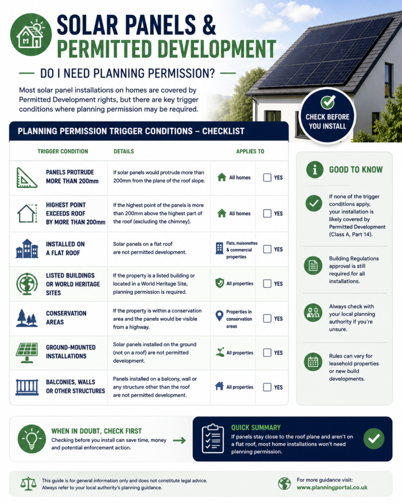 checklist graphic showing planning permission trigger conditions