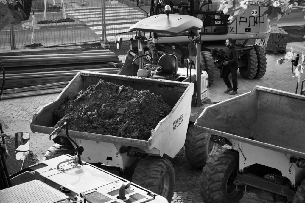 groundworker business equipment laid out ready for first job, USA